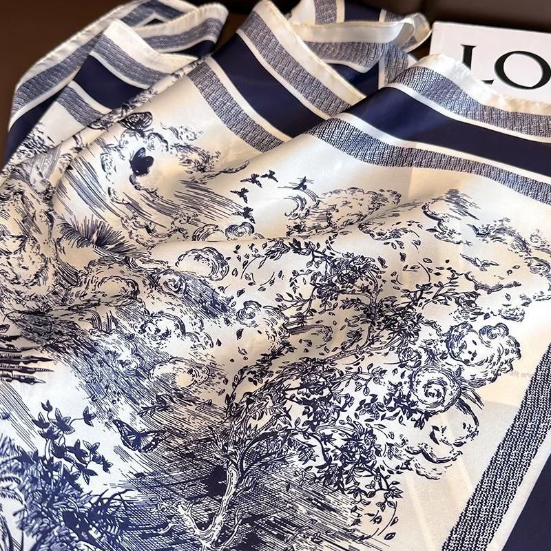 1 pièce Foulard carré 70 cm imprimé végétal pour femme