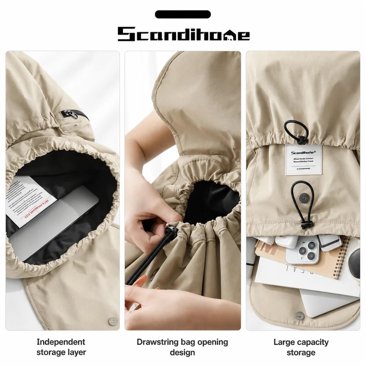 Grand sac à dos imperméable en nylon avec cordon de serrage pour hommes et femmes