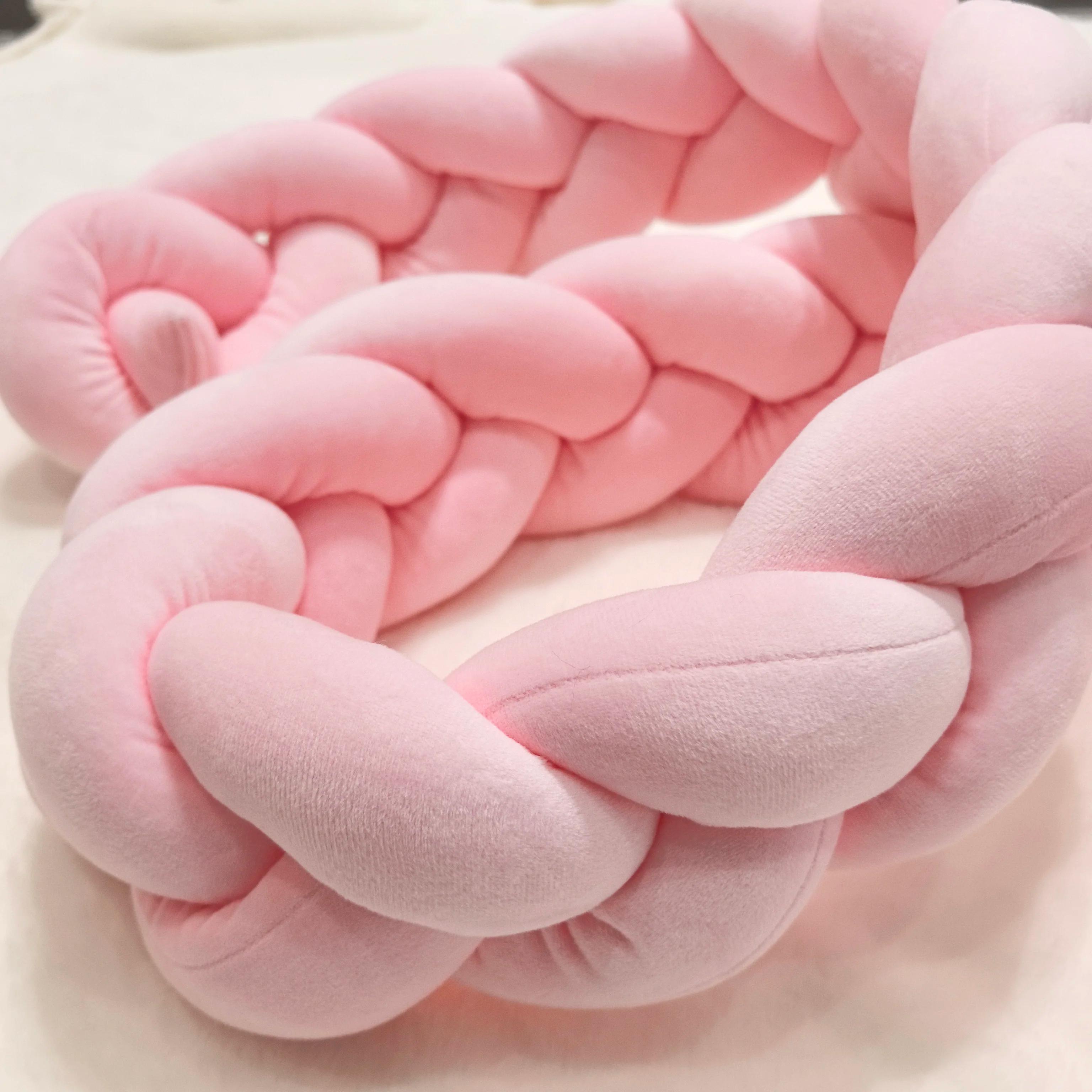 Pare-chocs lit bébé 1M à 4M avec tresse noeud - Ensemble literie décoratif pour berceau infantile
