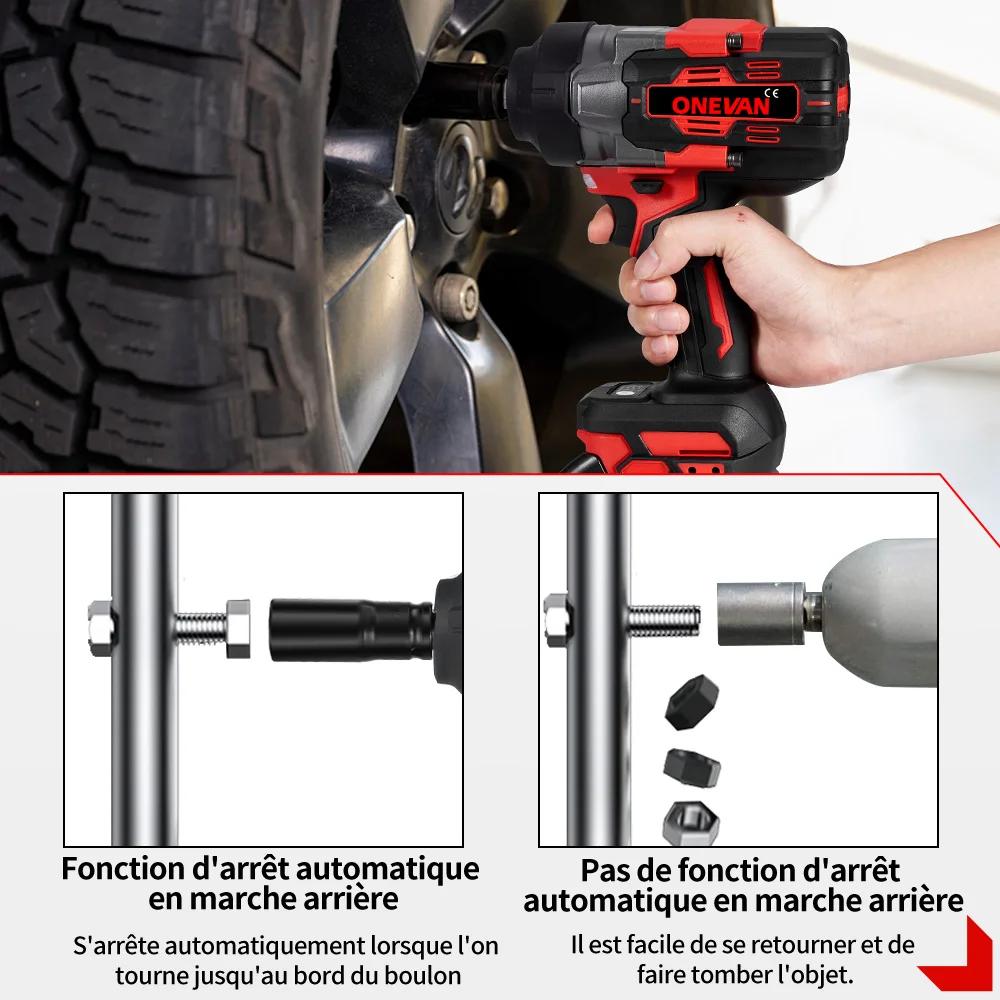 ONEVAN 8000 tr/min 2800N.M clé à chocs électrique sans brosse tournevis de réparation de voiture sans fil perceuse outil