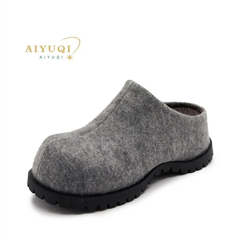 AIYUQI chaussons pour femmes porter nouveau 2025 automne bout rond flanelle