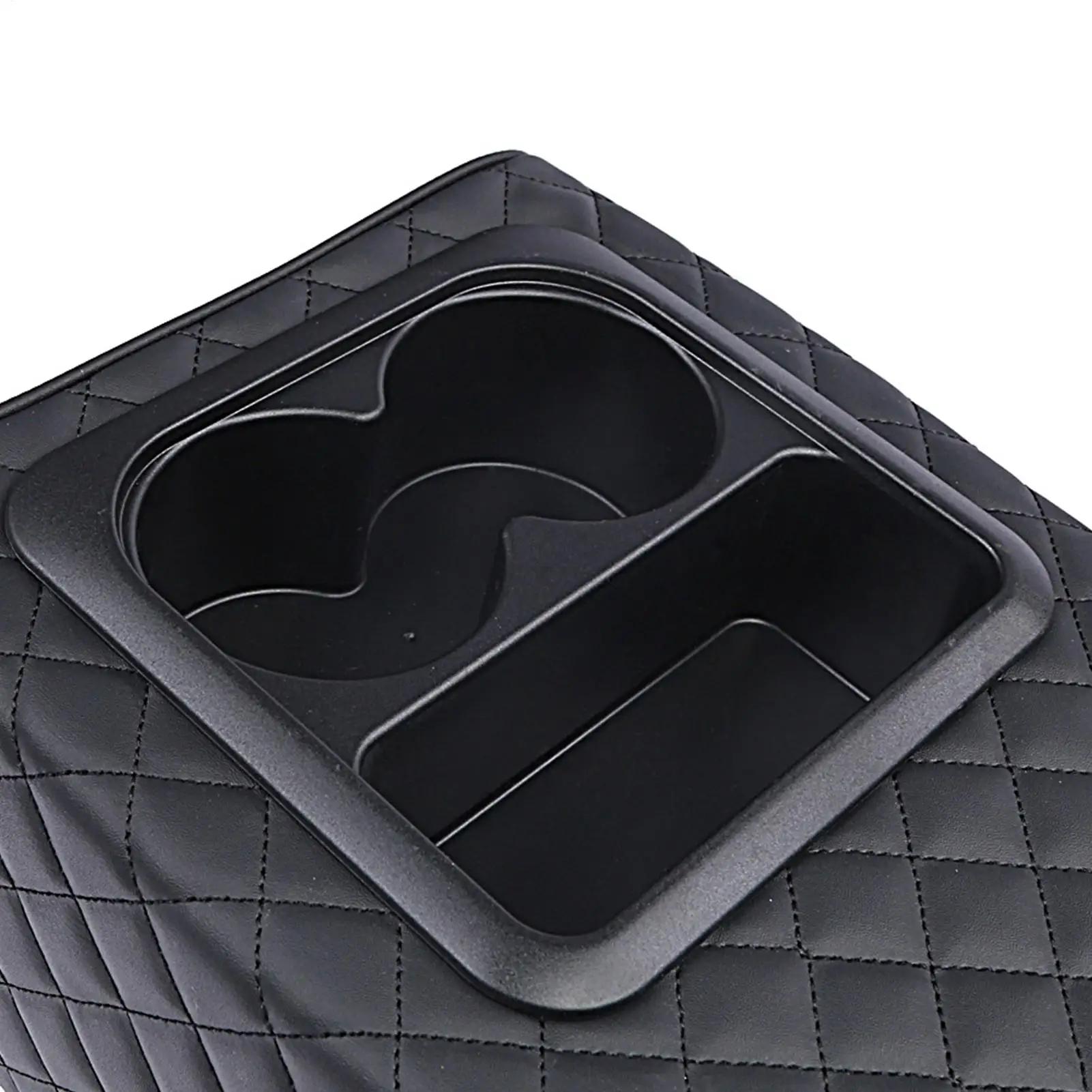 Rehausseur de boîte d'accoudoir de voiture avec porte-gobelets et double poche pour console centrale de siège arrière