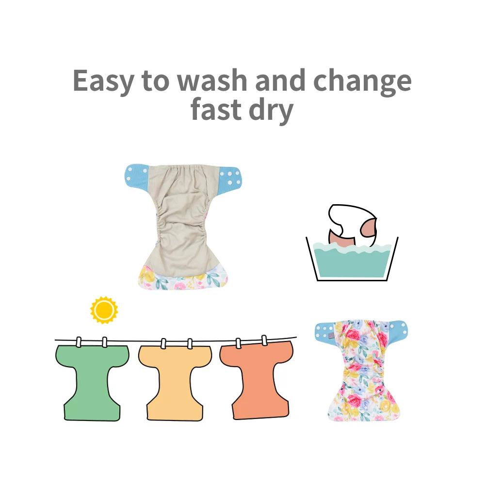 Lot de 4 couches lavables Elinfant pour bébé 3-15 kg - Intérieur en maille respirante et imperméable