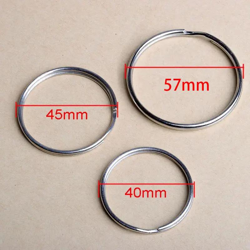 5 pièces qualité 40mm 45mm 50mm 57mm porte-clés anneau fendu ensemble robuste grand Nickel boucle de clé cerceau à ressorts