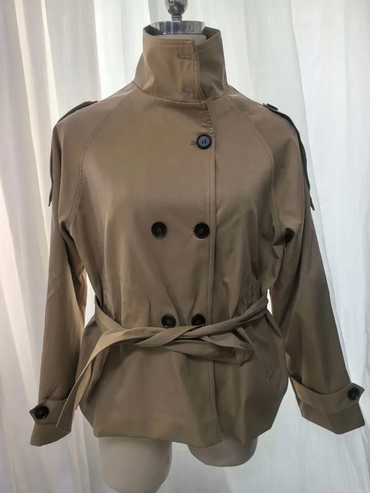 Trench court à taille ceinturée pour femme