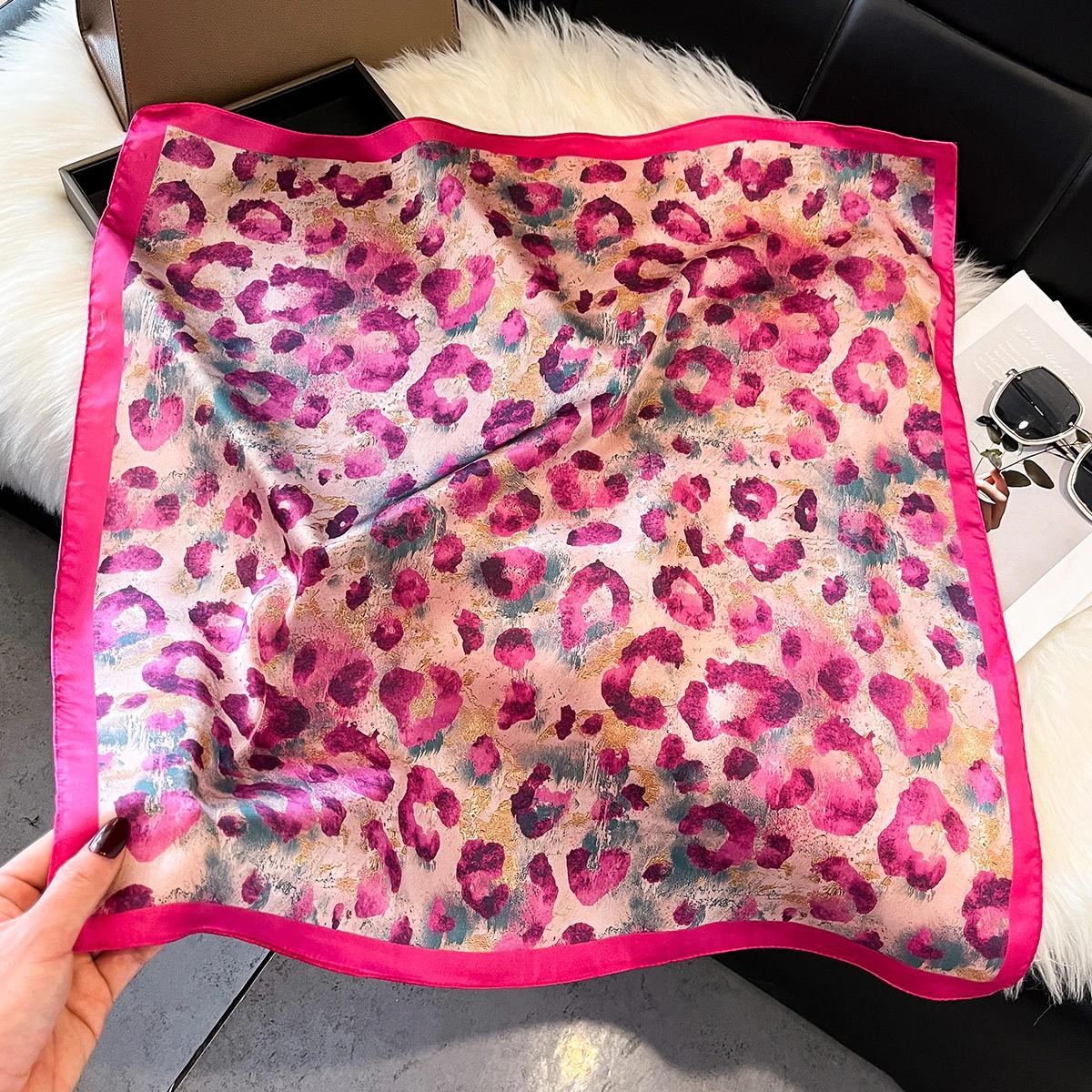 Écharpe en Soie pour Femme, Foulard Carré, Bandana, Hijab, Écharpe à Motifs Floraux, Châle, Bandeau pour Cheveux, Foulard de Luxe
