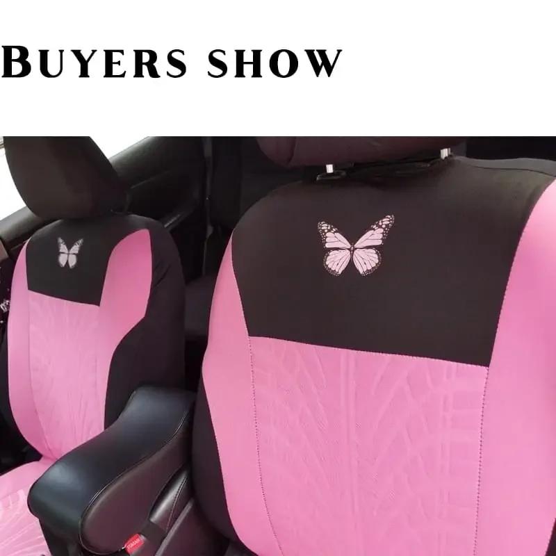 Ensemble complet de housses de siège de voiture, ensemble de housses de siège auto universelles brodées à motif papillon