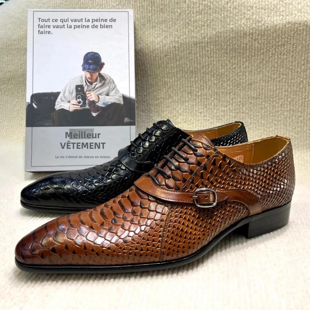 Chaussures habillées en cuir véritable pour hommes