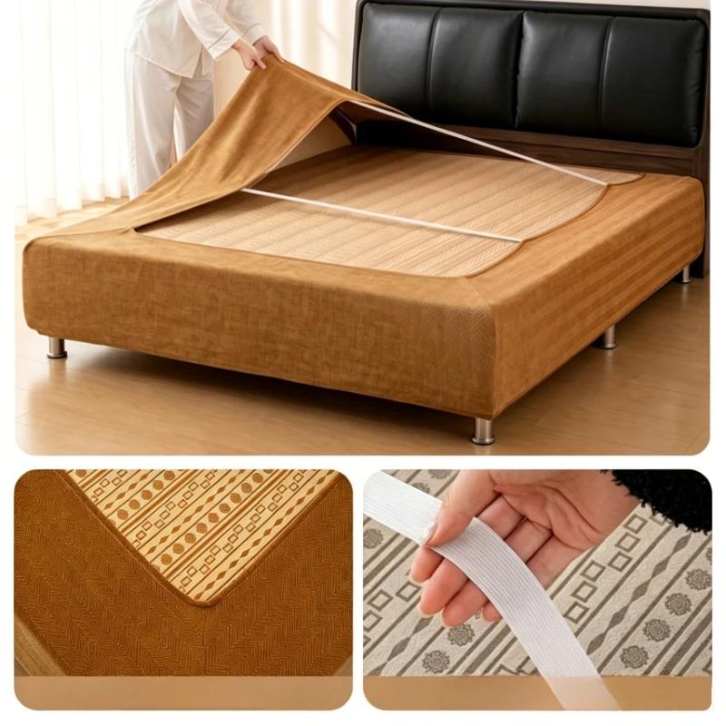 Housse de tête de lit tout-en-un, protège-matelas extensible, jupe de lit anti-rayures, anti-griffures pour chats, antidérapante, amovible, lavable, anti-poussière