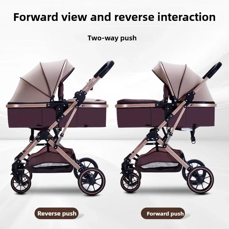 Poussette bébé 3 en 1 à grande vue avec siège auto pliable