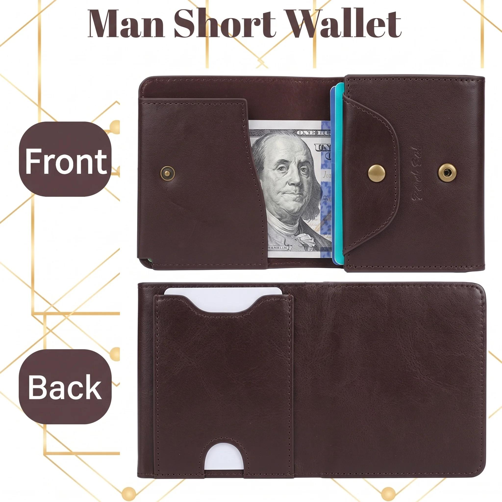 Petit portefeuille Portable pour hommes en cuir de Grain fin