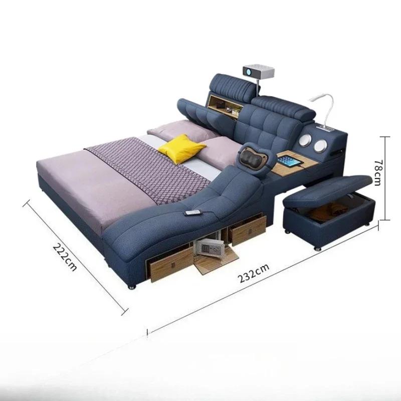 Lit électrique multifonctionnel avec haut-parleur intégré, design nordique élégant, pour chambre à coucher, accessoires de maison