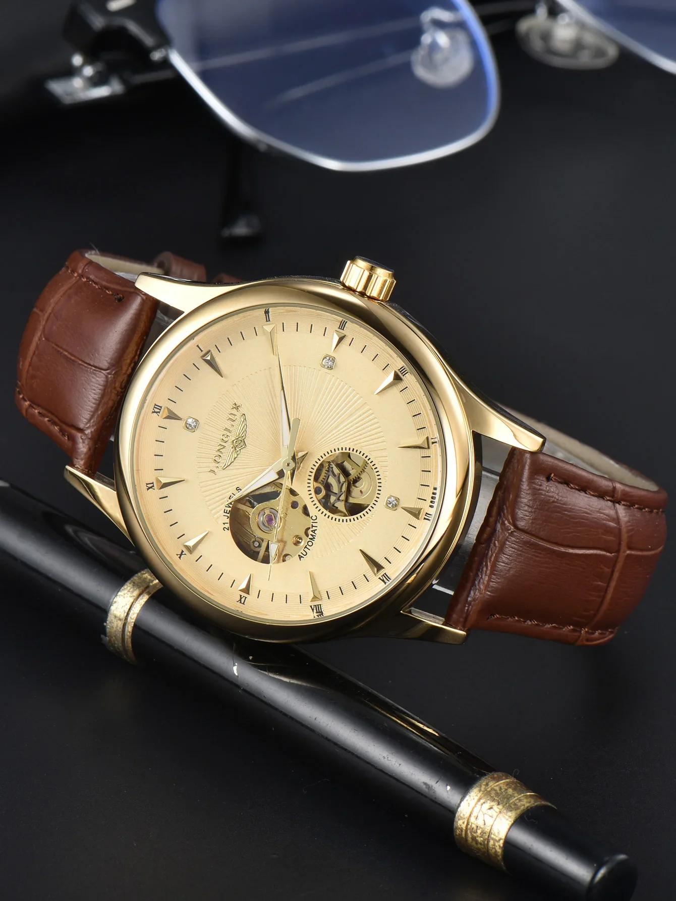 LONGLUX montre automatique style élégant en gros montres mécaniques squelette rome étanche