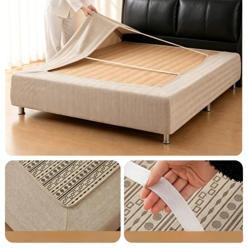 Housse de tête de lit tout-en-un, protège-matelas extensible, jupe de lit anti-rayures, anti-griffures pour chats, antidérapante, amovible, lavable, anti-poussière