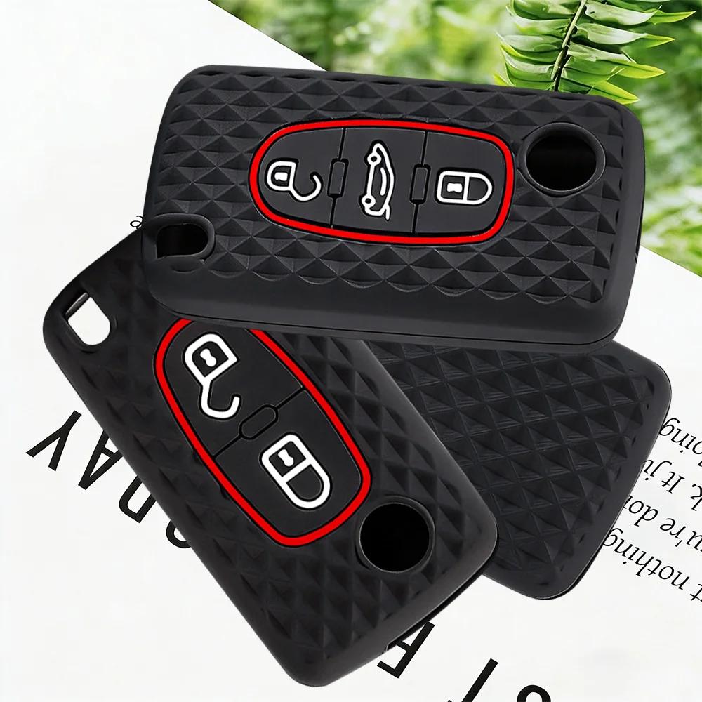 Housse de protection pour clé de voiture en silicone souple de qualité supérieure pour Citroën C-Crosser C3 C4 Picasso Berlingo, compatible avec Peugeot Partner Tepee 207 307 308