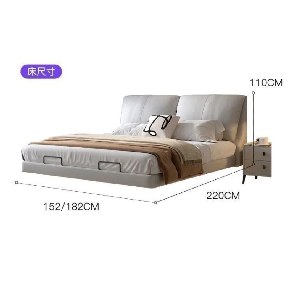Lit électrique intelligent avec design flottant, cadre de lit en cuir véritable de luxe moderne, lit king size réglable pour chambre principale