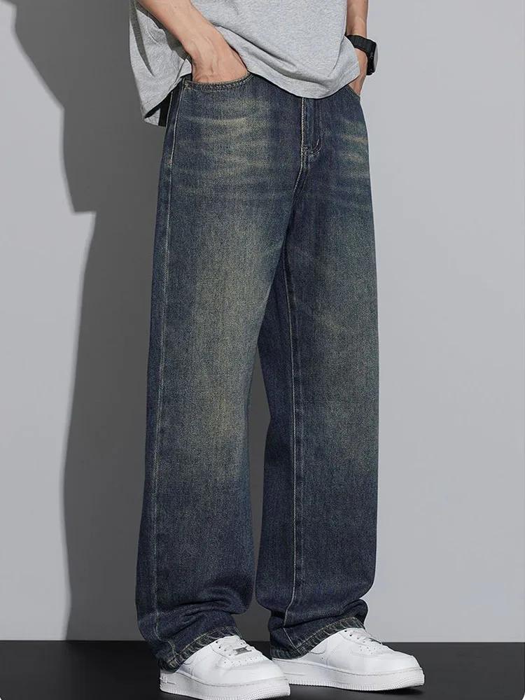 Jean Baggy en Coton à Jambes Larges pour Homme