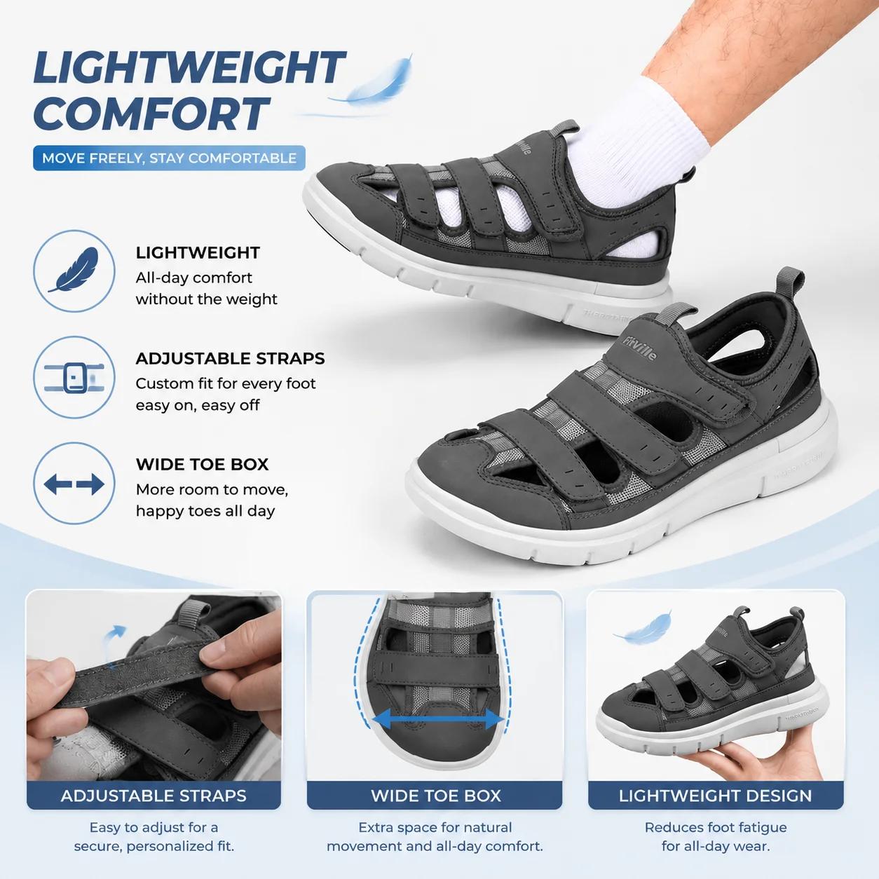 Sandales élargies pour hommes
