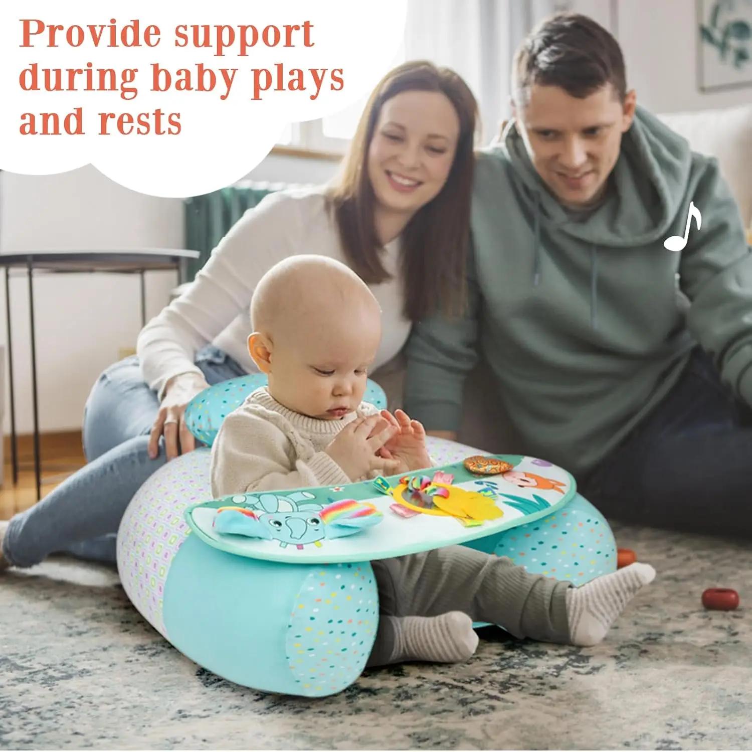 Siège gonflable pour bébé assis avec plateau de jouets sensoriels, Support arrière pour tout-petits, canapé en peluche douce, chaise pour bébé, Animal mignon