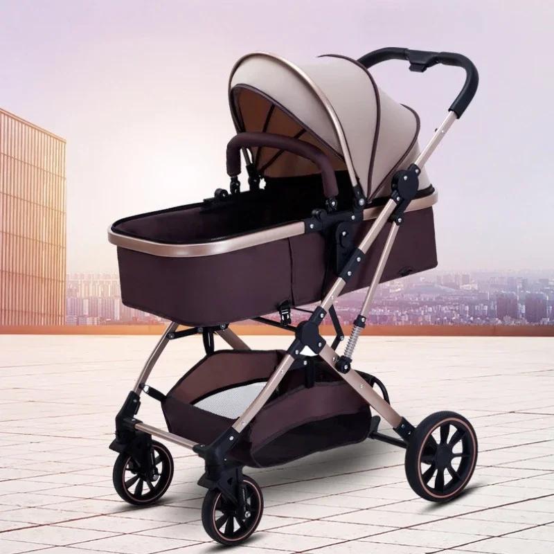 Poussette bébé 3 en 1 à grande vue avec siège auto pliable
