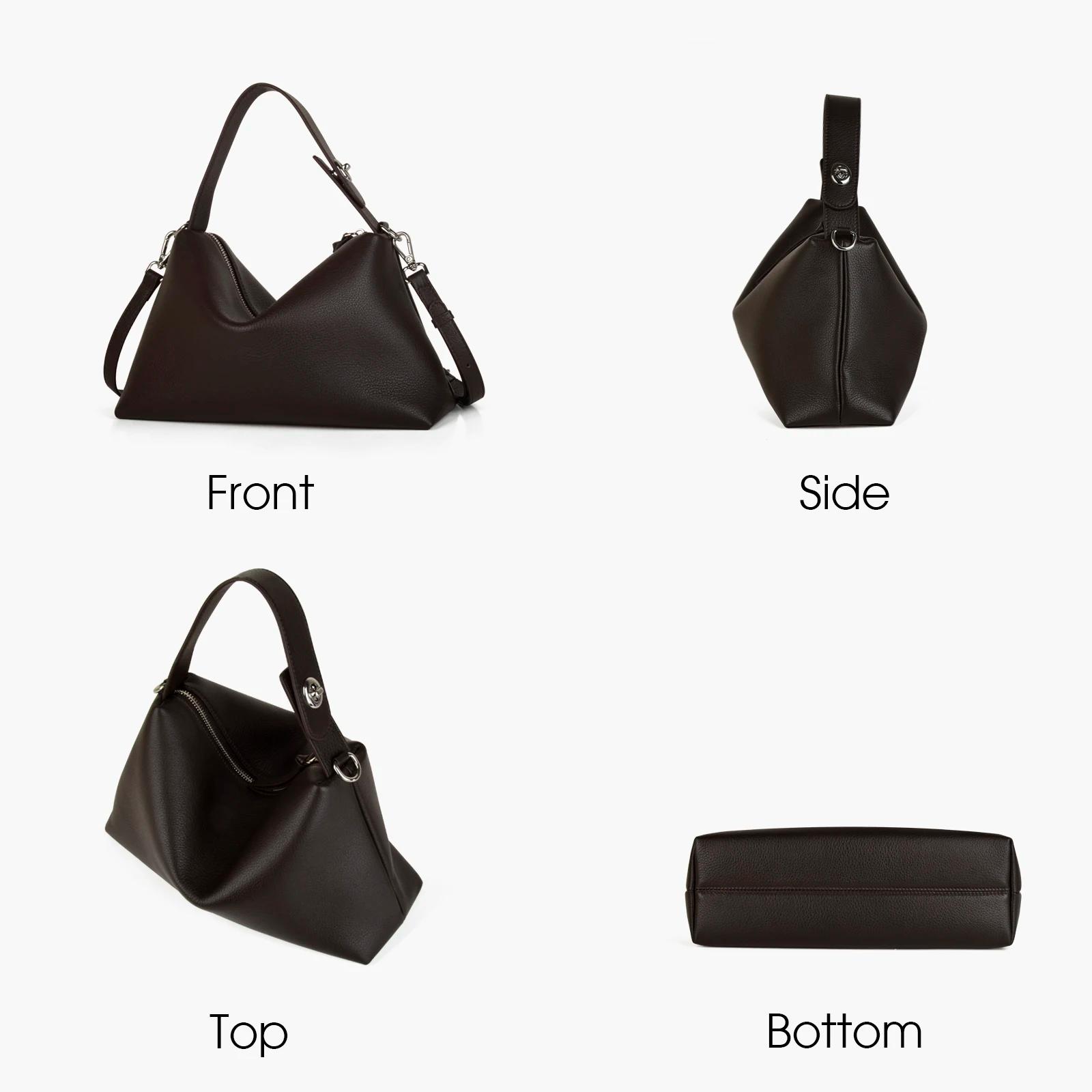 Donna-in – sac à main demi-lune en cuir de vache véritable pour femmes