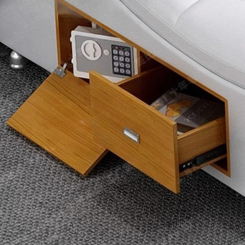 Lit double moderne européen avec tête de lit en bois et revêtement, tables de chevet Queen, lit intelligent multifonctions, mobilier de maison
