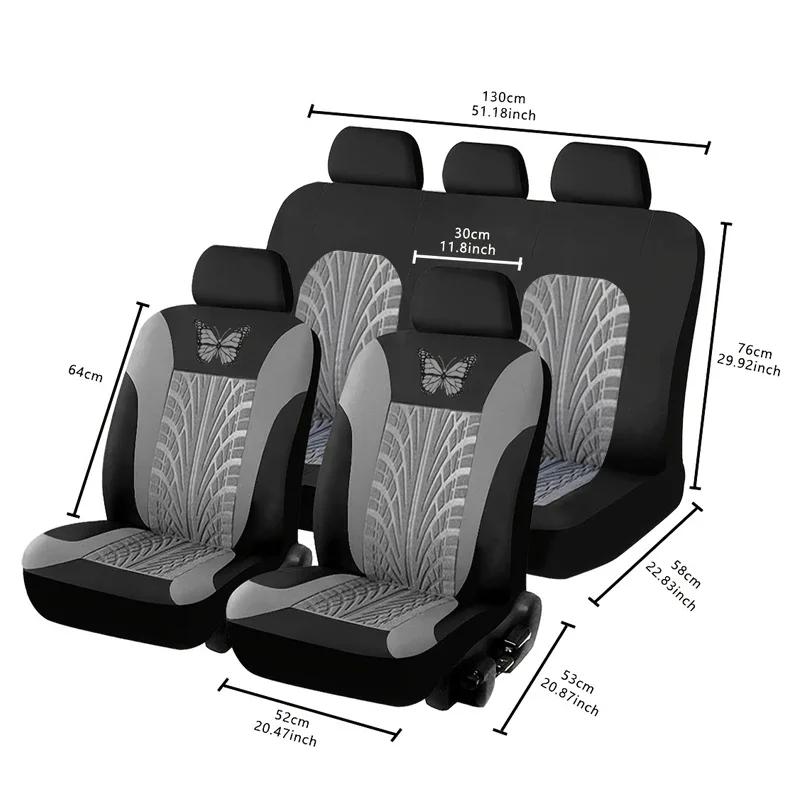 Ensemble complet de housses de siège de voiture, ensemble de housses de siège auto universelles brodées à motif papillon