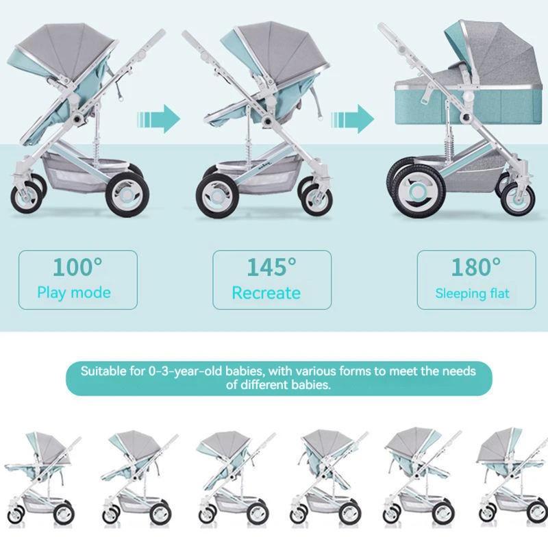 Poussette de Luxe Légère 2 en 1 pour Bébé