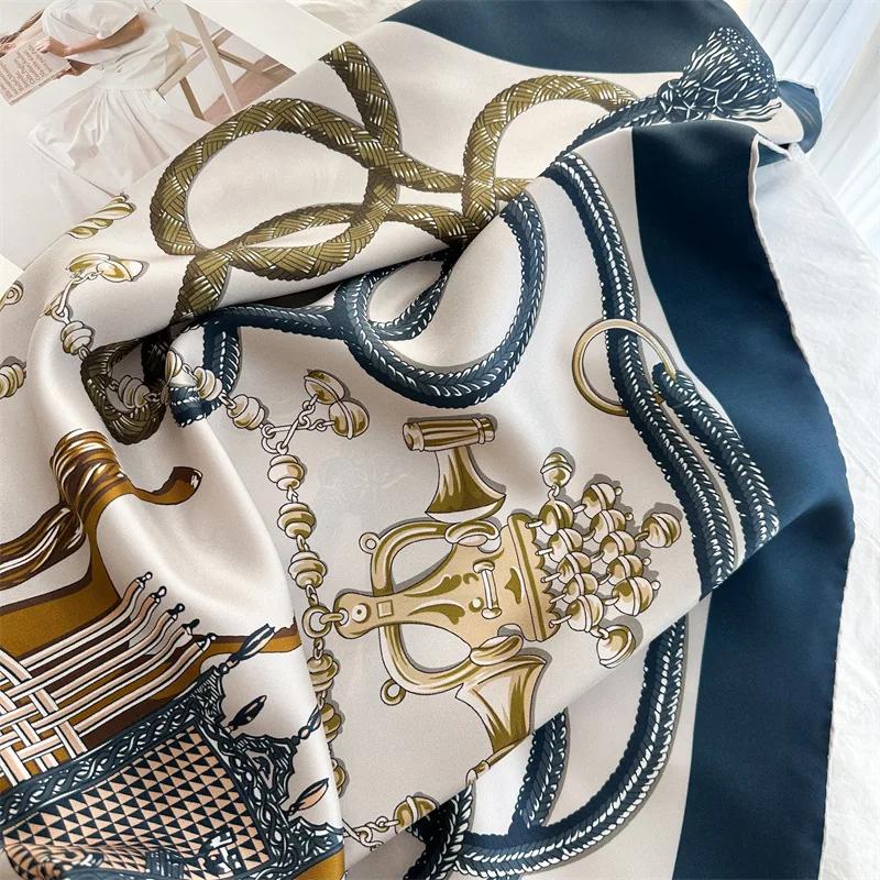 Foulard 100% Soie Motif Cheval, Bandanas Carrés, Châles à Bords Roulés, Accessoires de Vêtements, Décoration pour Cheveux, Sacs et Ceintures, Cadeau pour Mère
