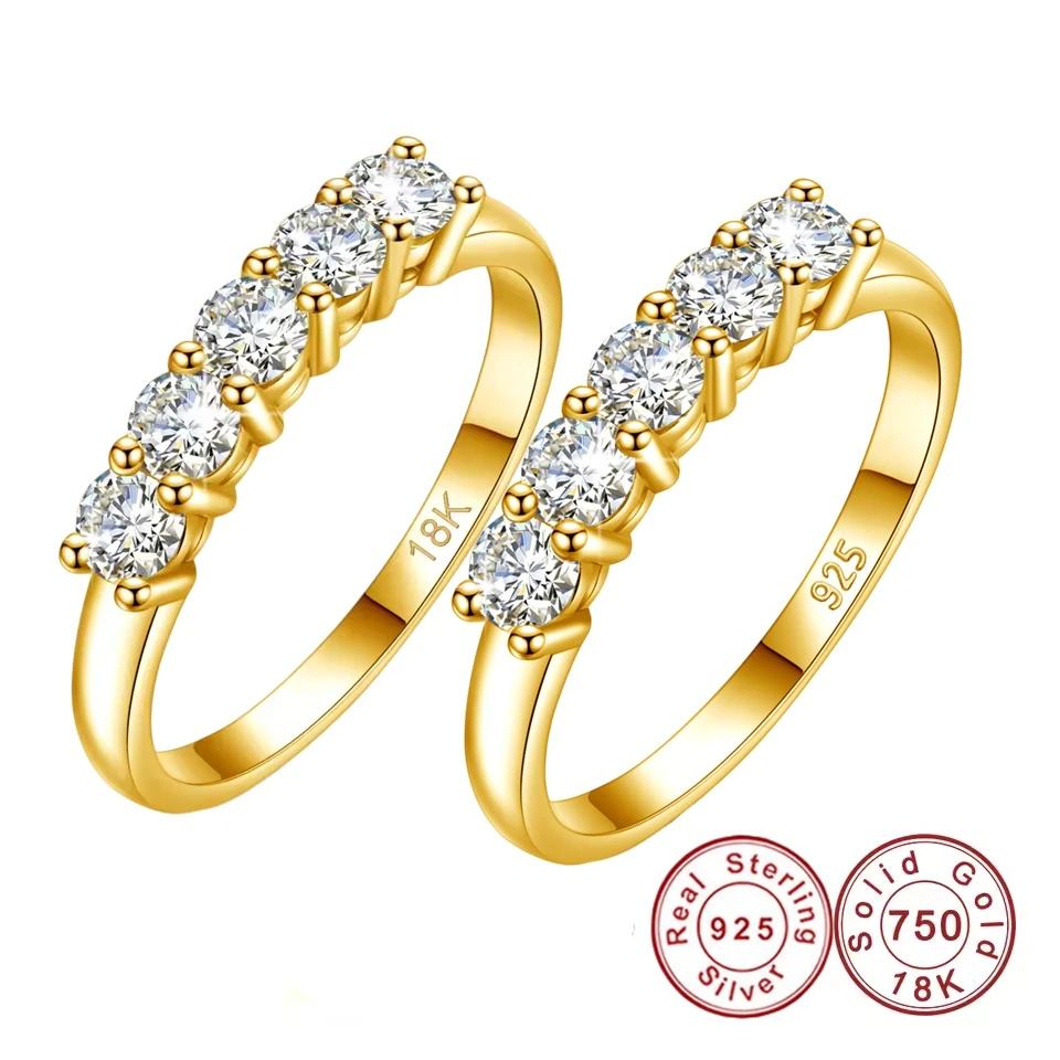 Bague Moissanite en or massif 18K pour femmes