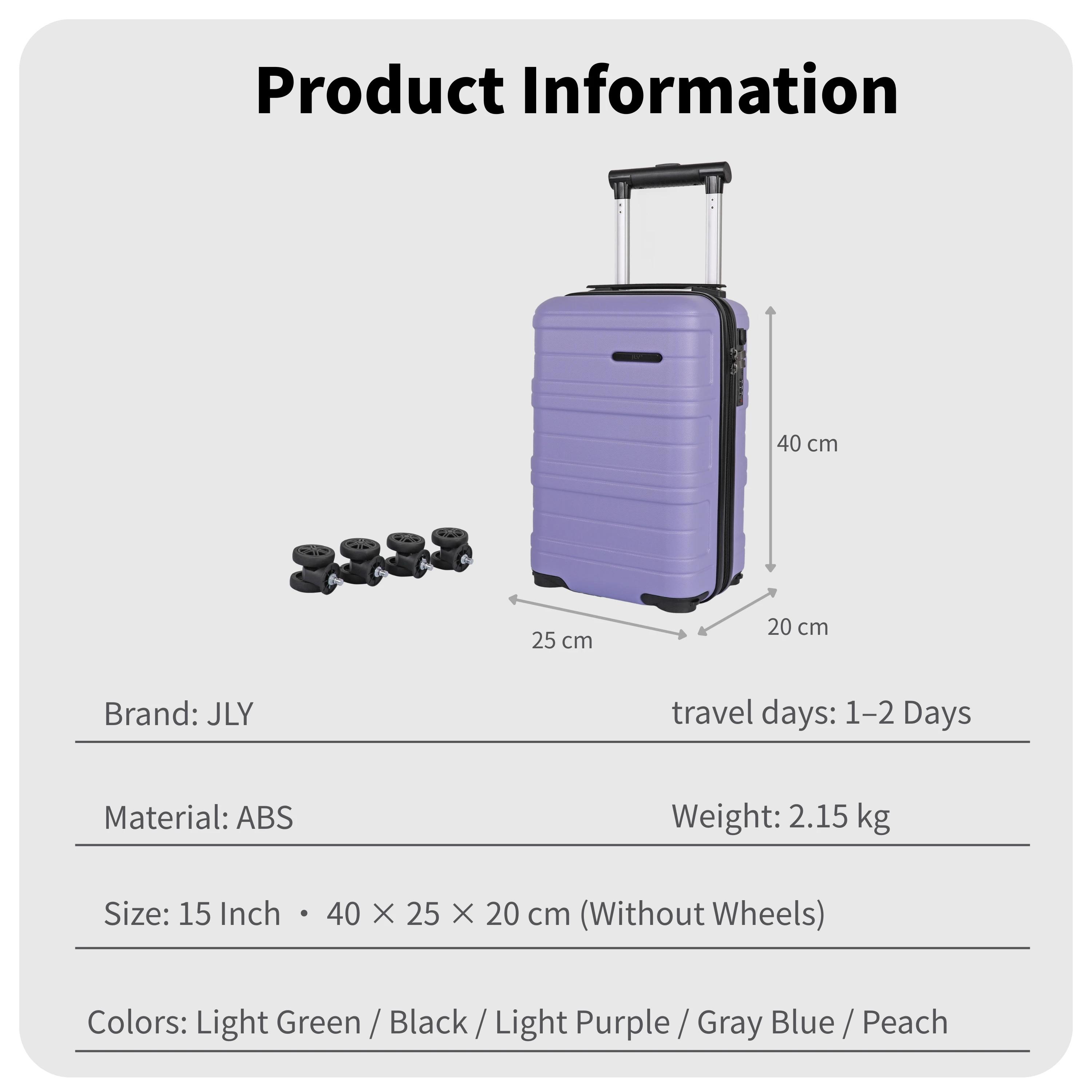 Valise cabine rigide JLY ABS avec roulettes pivotantes amovibles – Valises
