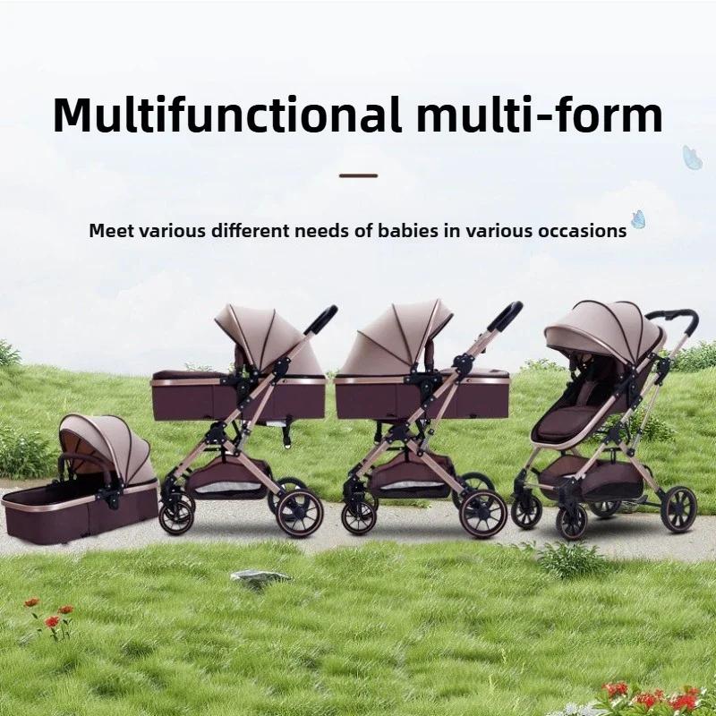 Poussette bébé 3 en 1 à grande vue avec siège auto pliable