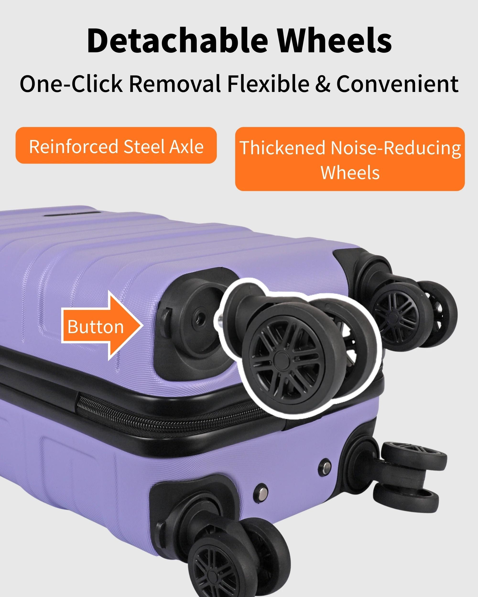 Valise cabine rigide JLY ABS avec roulettes pivotantes amovibles – Valises