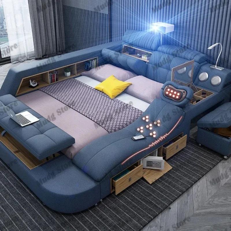 Lit électrique multifonctionnel avec haut-parleur intégré, design nordique élégant, pour chambre à coucher, accessoires de maison