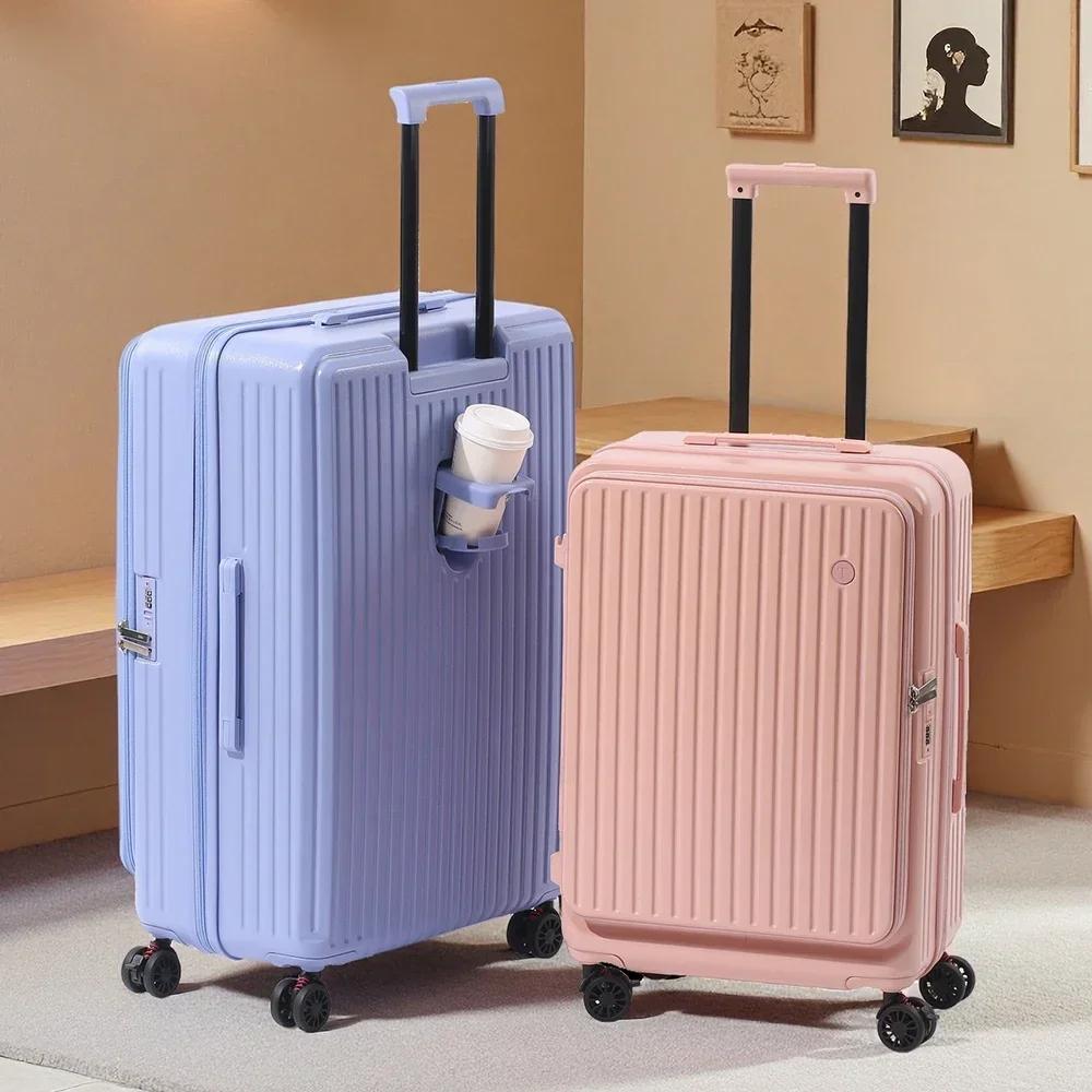Valise extensible multifonctionnelle à ouverture frontale avec porte-gobelet