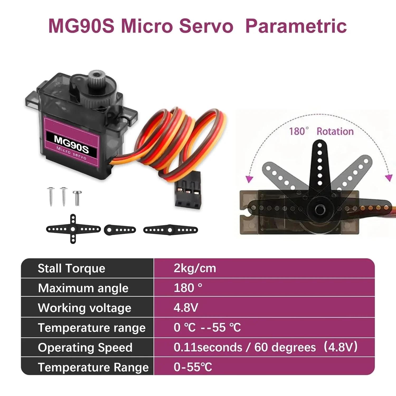 MG90S Servo 2/5/10 pièces tout engrenage métallique 9g SG90 Version améliorée pour hélicoptère avion bateau voiture Trex 450 RC Robot 180 360 degrés