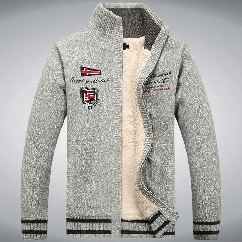 Polaire chaud homme pull doublure en laine hiver Cardigan épaissir pardessus décontracté coton noir blanc rouge hommes v