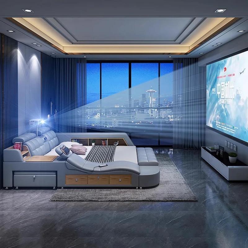 Ordinateur portable lit électrique poignées uniques moderne dormir lit intelligent haut-parleur stockage Double Muebles Para El Hogar maison accessoires