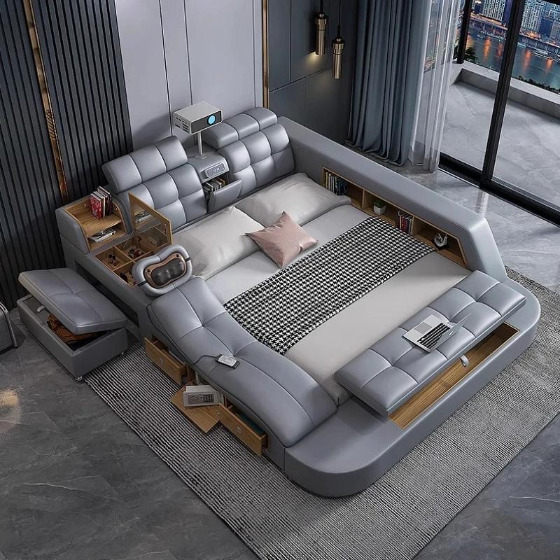 Ordinateur portable lit électrique poignées uniques moderne dormir lit intelligent haut-parleur stockage Double Muebles Para El Hogar maison accessoires