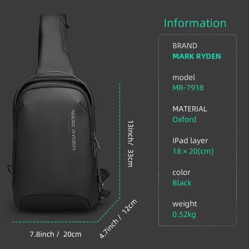 Mark Ryden sac à bandoulière pour hommes sac de poitrine de sport hydrofuge sacs