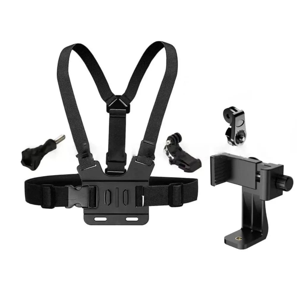 1 PC support de pince de téléphone réglable avec support de Fixation de sangle de poitrine pour appareil photo de Sport appareil photo de téléphone portable support noir accessoire