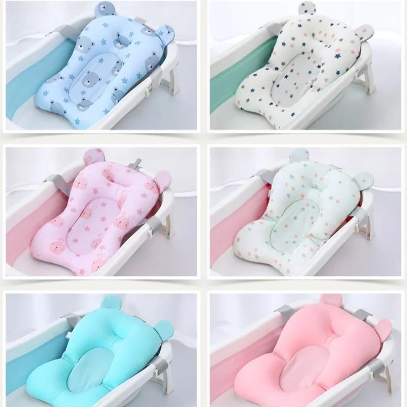 Coussin de baignoire pour bébé, Support de bain Ajustable, tapis de siège, coussin de douche, siège de bain pliable pour nouveau-né, coussin d'eau flottant de sécurité