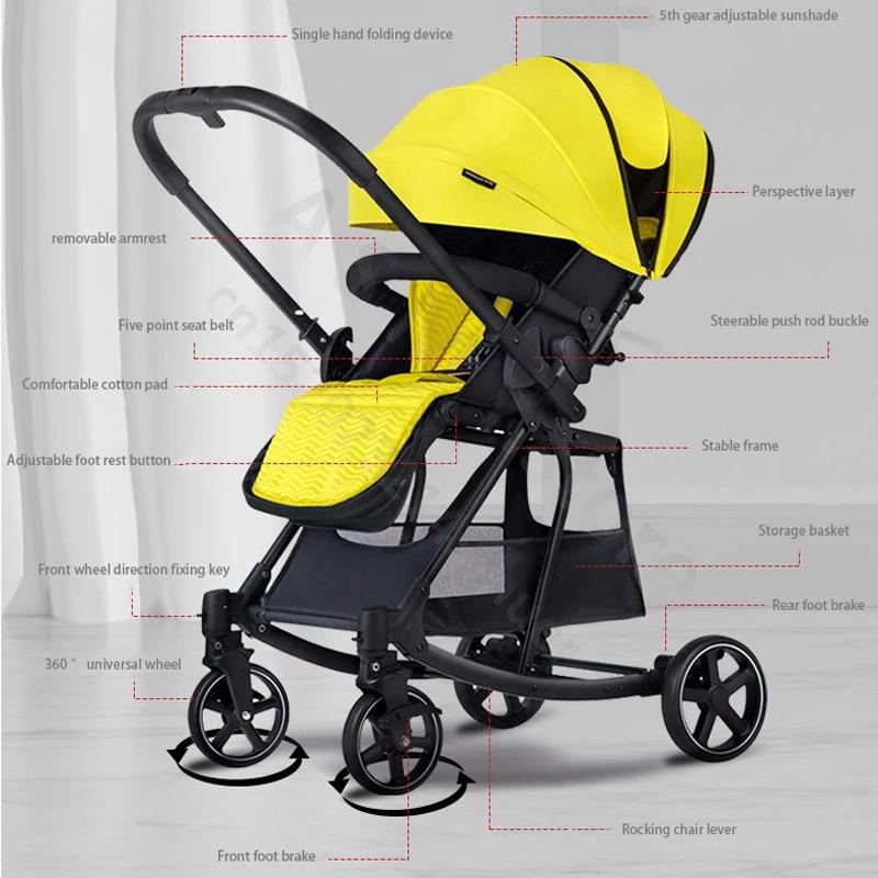 Poussette bébé/peut assis et s'allonger poussette légère bidirectionnelle peut être pliée/chariot de courses/poussette bébé 0-3 ans