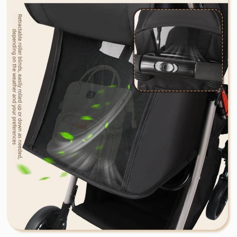 Poussette bébé unidirectionnelle, inclinable ou position assise, pliage en un clic, légère, design haute vue et forte absorption des chocs.