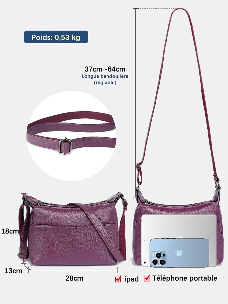 Zency – sac à bandoulière élégant en cuir véritable pour femmes