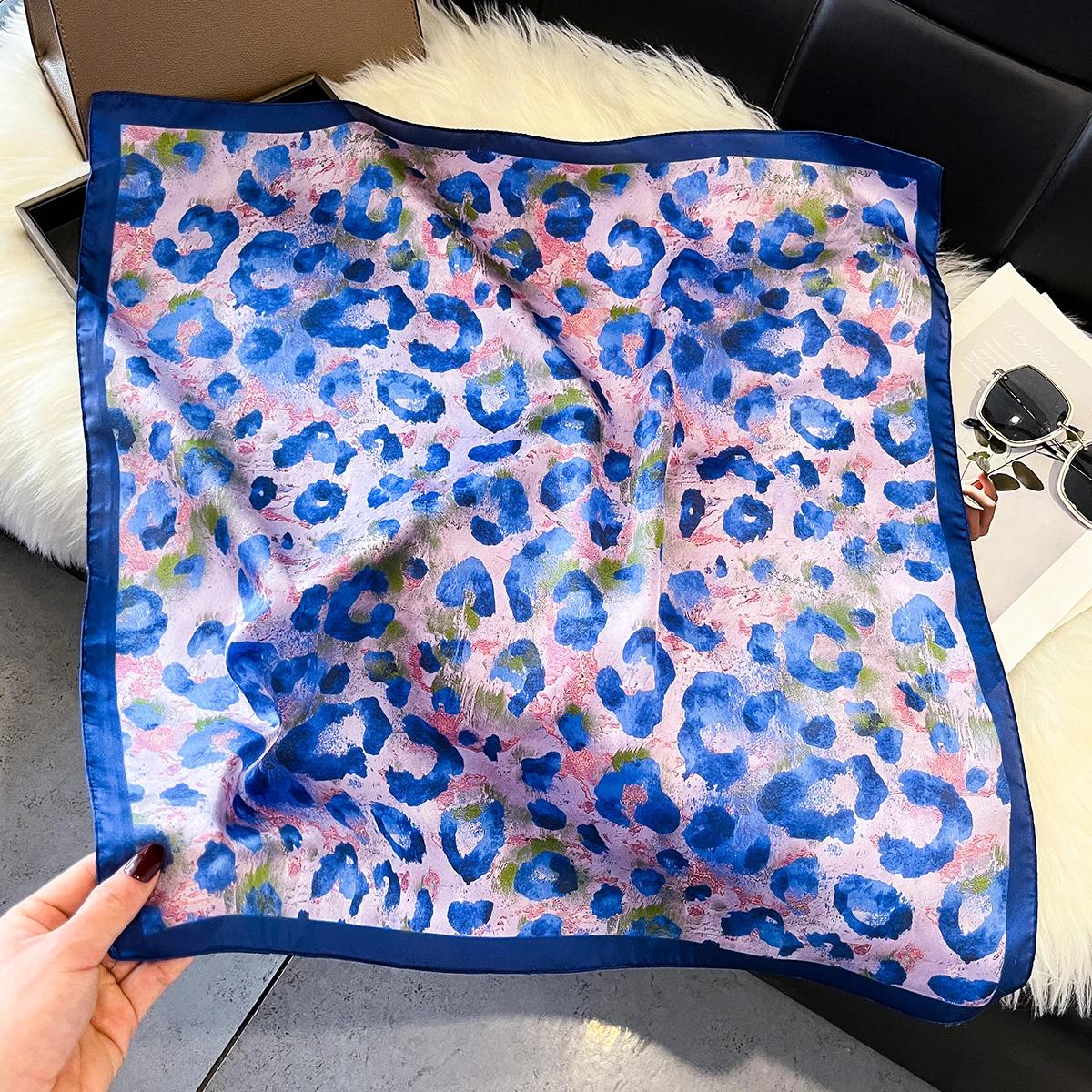 Écharpe en Soie pour Femme, Foulard Carré, Bandana, Hijab, Écharpe à Motifs Floraux, Châle, Bandeau pour Cheveux, Foulard de Luxe