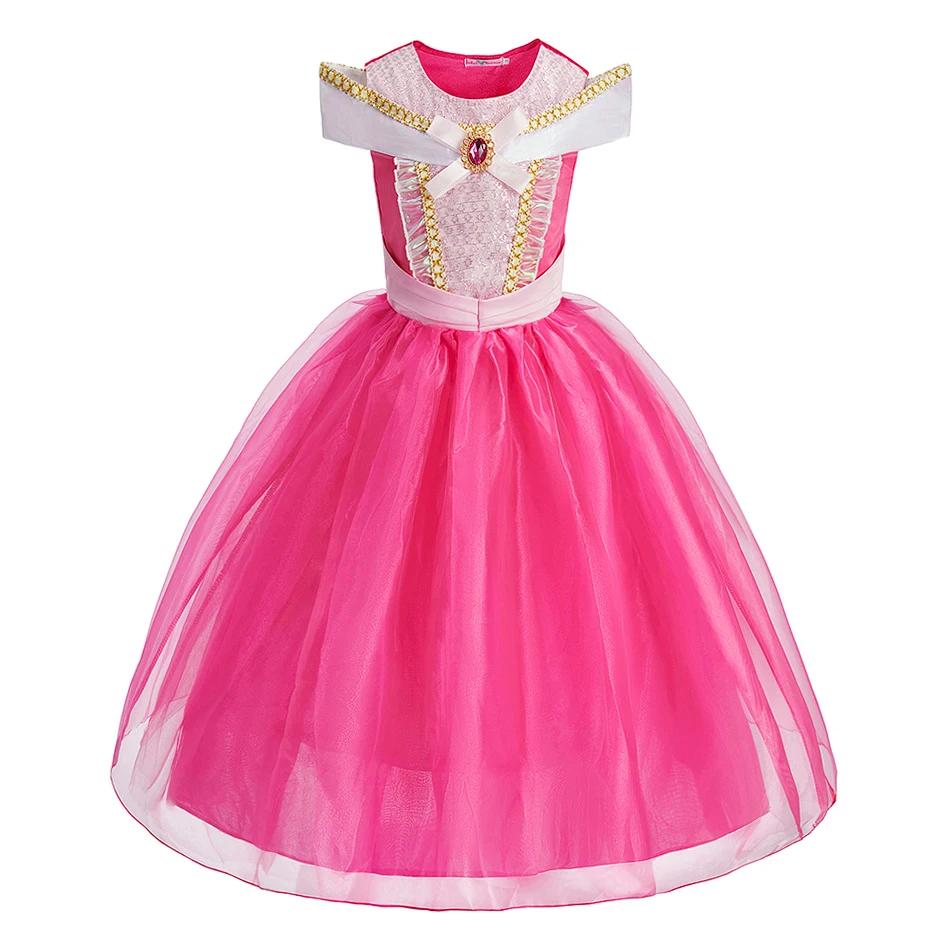 Robe carnaval bretelles petites filles Aurora princesse luxe - Été Noël vêtements éducatifs
