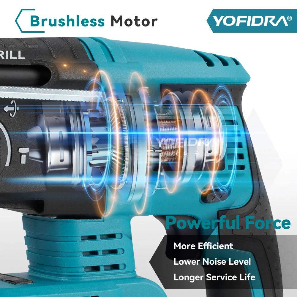 YOFIDRA 26mm marteau rotatif électrique sans brosse sans fil multifonctionnel