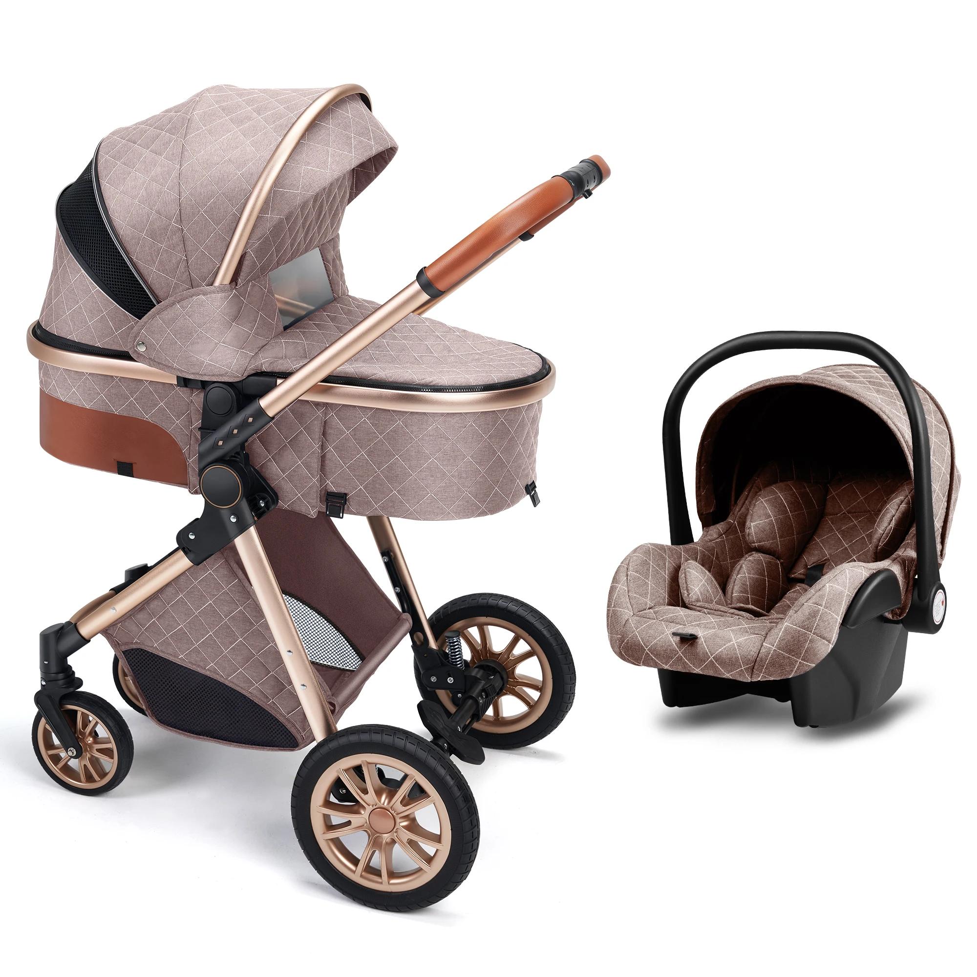 Landau de luxe tout-en-un : Poussette Vista 3 en 1 avec siège réversible pour parents et paysage haut
