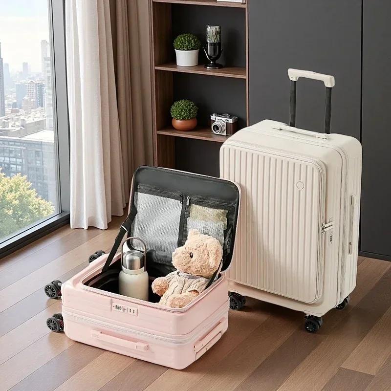 Valise extensible multifonctionnelle à ouverture frontale avec porte-gobelet